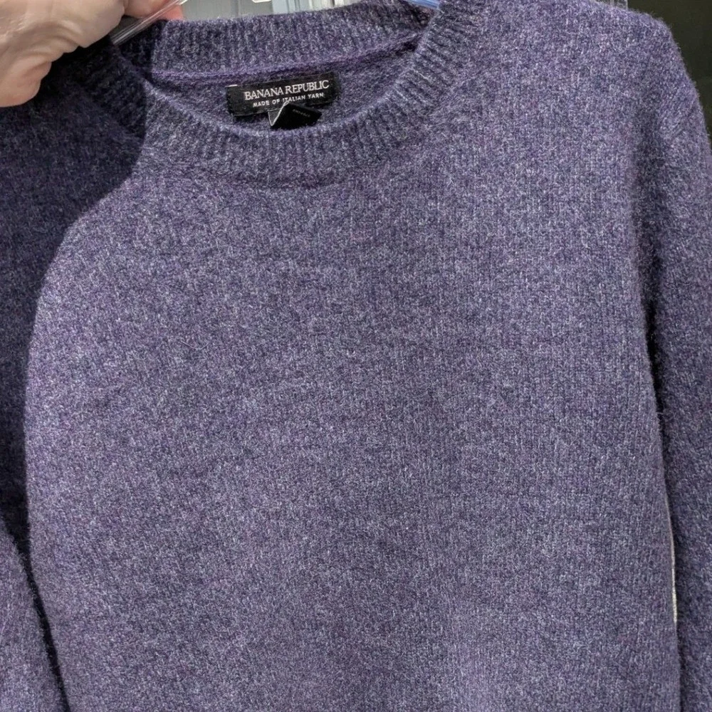 Banana Republic Mens Italian Yarn Quiet Luxury‎ Crewneck Sweater Purple Large